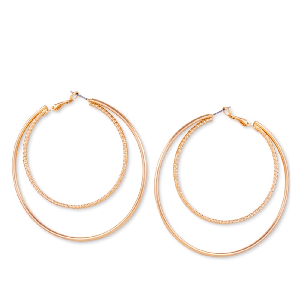 Guess~Gold Double Hoop Earrings